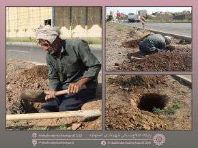 عملیات حفاری بلوار مصلی به منظور تیرگذاری برای تامین روشنایی